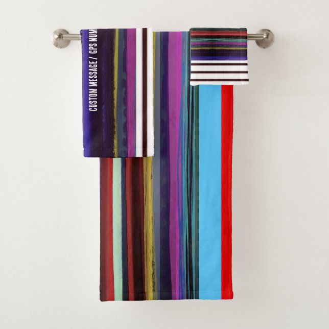 Stripe Retrolinien Horizontal handbemalt DIY Badhandtuch Set (Insitu)