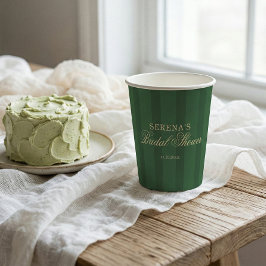 Stripe Vintage Green Bridal Shower Pappbecher