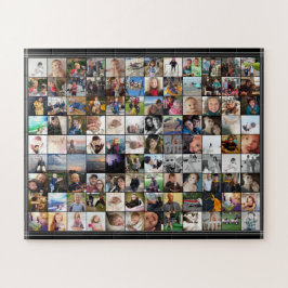 Striped Borders 80 Family Friends FotoCollage Puzzle