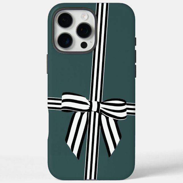 Striped Bow iPhone Case Green (Rückseite)