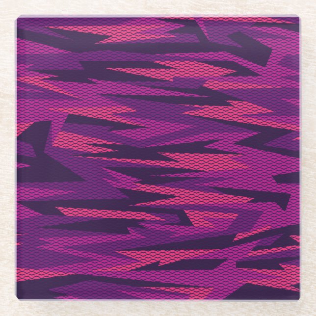 Striped Camouflage: Abstraktes geometrisches Muste Glasuntersetzer (Vorderseite)