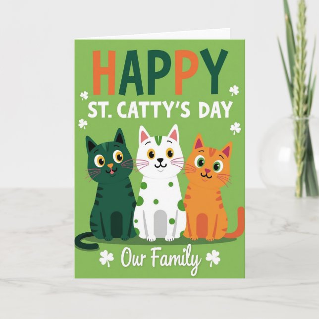 Striped Cat Family Card Karte (Vorderseite)