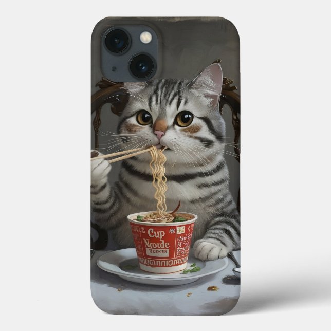 Striped Cat Spaß Cup Noodles Case-Mate iPhone Hülle (Rückseite)