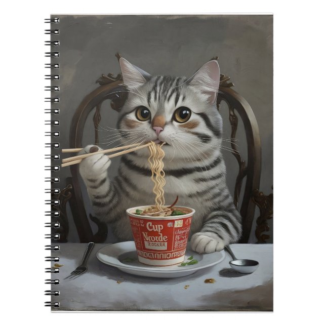 Striped Cat Spaß Cup Noodles Notizblock (Vorderseite)
