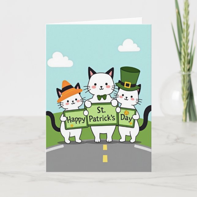 Striped Cats Holiday Card Karte (Vorderseite)