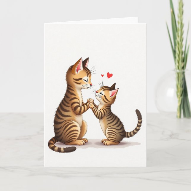 Striped Cats Mothers Day Love Card Karte (Vorderseite)