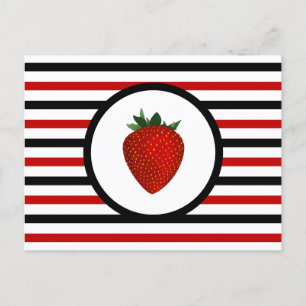 Striped Chic STRAWBERRY Postcard Postkarte