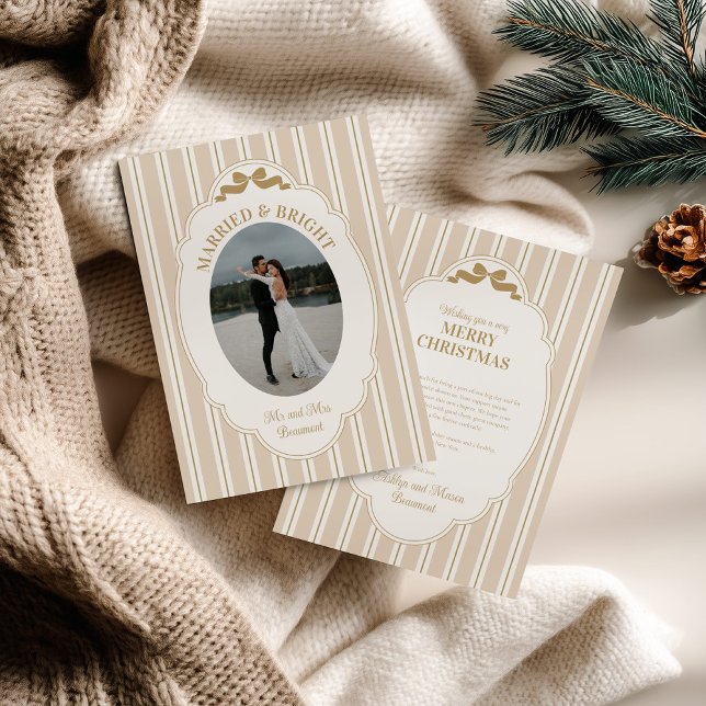 Striped Christmas Card with Photo Feiertagskarte (Von Creator hochgeladen)