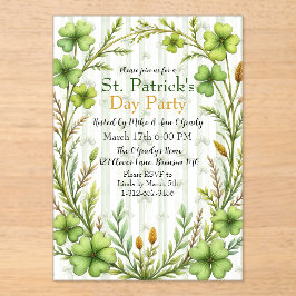Striped Clover Border Party  Acryleinladungen