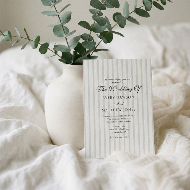 Striped Country Club Style Sage Hochzeit Einladung (Von Creator hochgeladen)