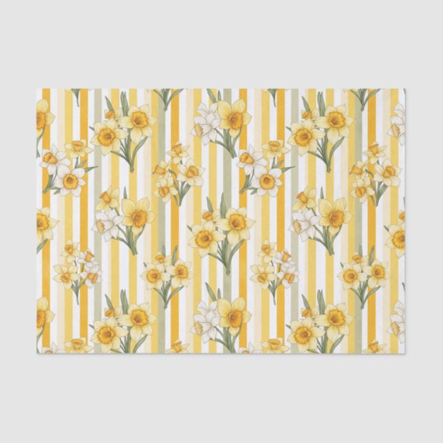 Striped Daffodil Floral Pattern (1) Seidenpapier (Vorderseite)