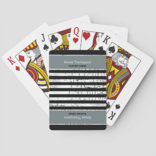 STRIPED DECK-OF-CARDS WITH NAME black white Spielkarten