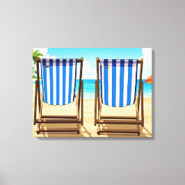 Striped deckchairs canvas print leinwanddruck