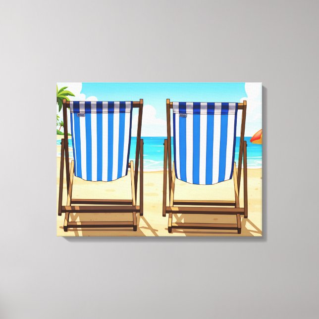 Striped deckchairs canvas print leinwanddruck (Vorderseite)