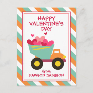 Striped Dump Truck Personalisiert Valentine Cards Postkarte