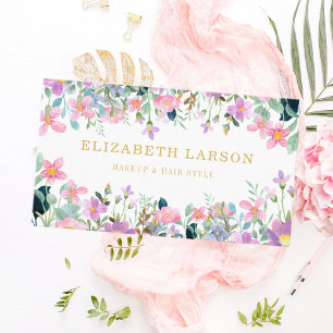Striped Elegant floral Beauty Artist Haar Makeup Visitenkarte
