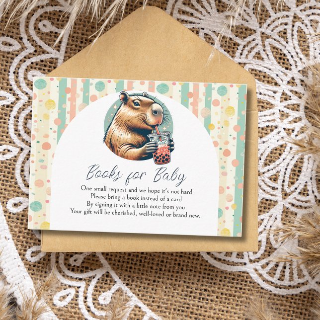 Striped Funny Capybara Baby Shower Books For Baby Begleitkarte (Von Creator hochgeladen)