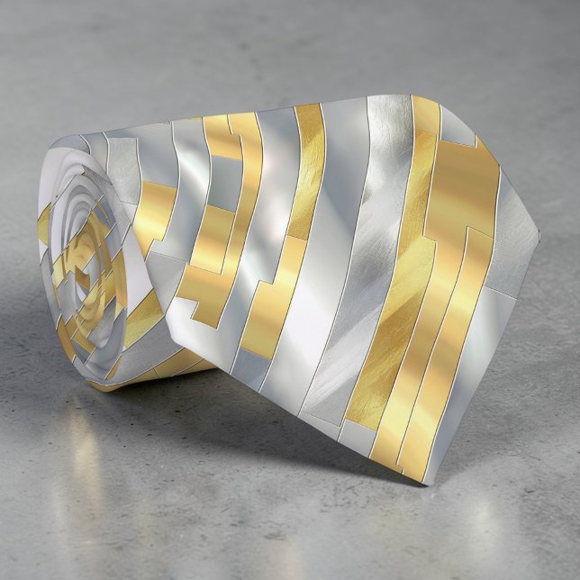 Striped Gold and Silver Necktie Krawatte (Von Creator hochgeladen)