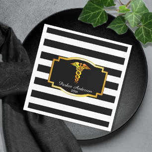 Striped Gold Caduceus Medical Pflegemittel Absch Serviette