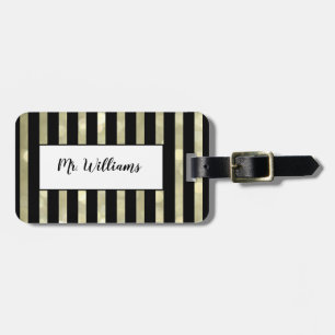 Striped Gold Mr. Luggage Tag Gepäckanhänger