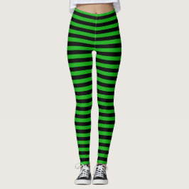 Striped Green and Black Halloween Wicked Hexe Leggings