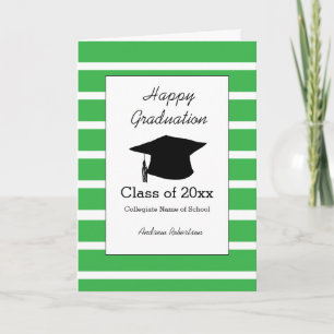 Striped Green Class of 2025 Happy Abschluss Karte