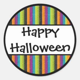 Striped Happy Halloween Runder Aufkleber
