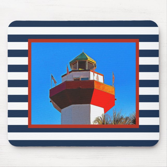 Striped Hilton Head Island Harbour Town Lighthouse Mousepad (Vorne)