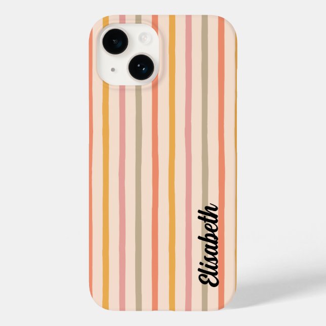 Striped iPhone Case mit Name | Benutzerdefinierter (Rückseite)