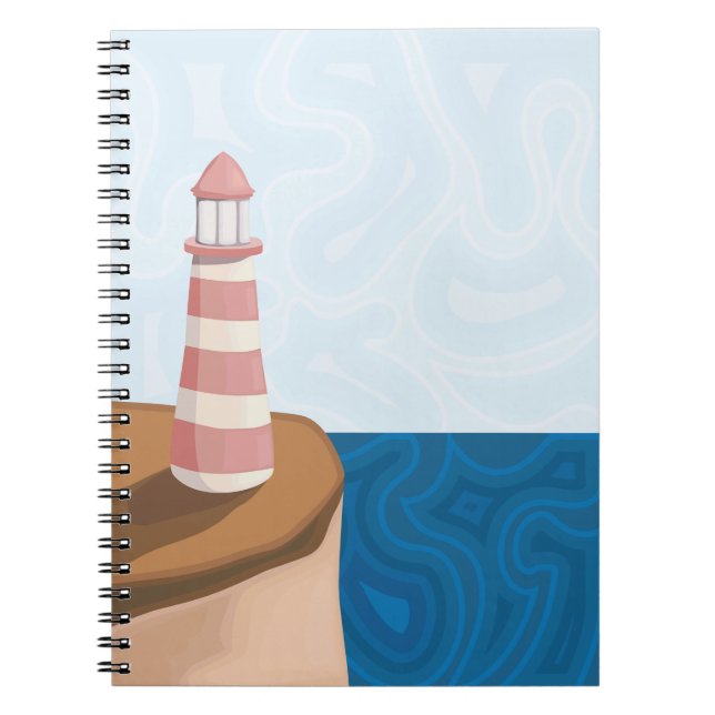 Striped Lighthouse Landscape Notebook Notizblock (Vorderseite)