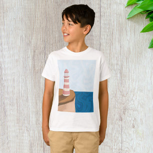 Striped Lighthouse Landscape T - Shirt