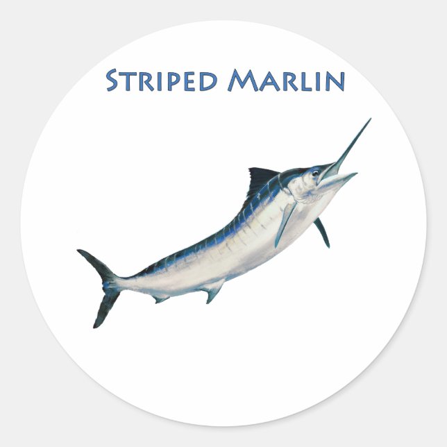 Striped Marlin (mit Titel) Runder Aufkleber (Vorderseite)