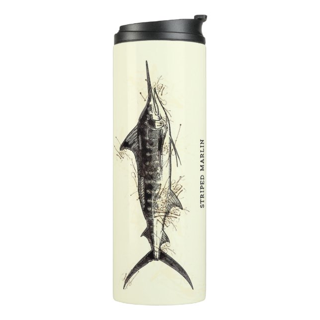 Striped marlin Vintag Fisherman Gift Thermosbecher (Nach links gedreht)