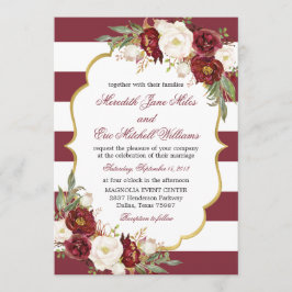 Striped Marsala Floral Wedding Einladung