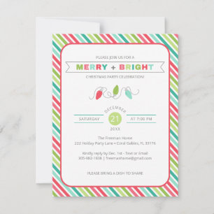 Striped Merry + Helle Weihnachts-Einladung Einladung