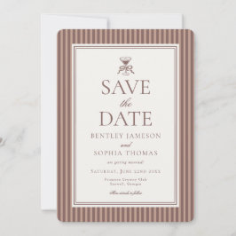 Striped Mocha Brown Espresso Save the Date Einladung