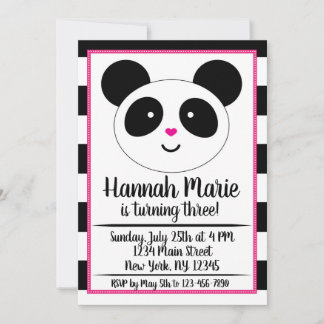 Striped Panda Party Geburtstagseinladung Einladung