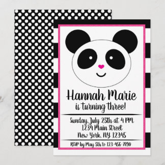 Striped Panda Party Geburtstagseinladung Einladung