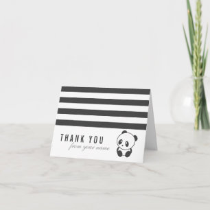 Striped panda thank you card dankeskarte