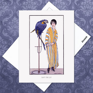 Striped Robe Parrot Gerda Wegener Fashion Postkarte