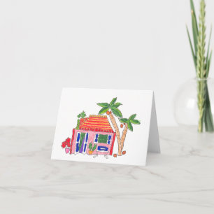 Striped Roof House Cards Karte