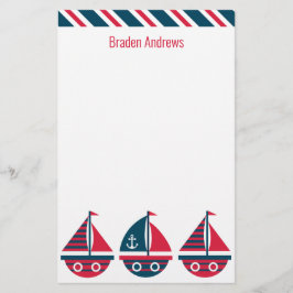 Striped Sailboote Personalisiert Stationery