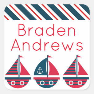 Striped Sailboote Personalisierte Stickers