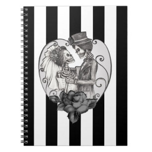 Striped Skeleton Liebe Paare Ehetanz Notizblock