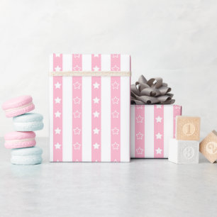 Striped Star Muster Baby Pink Wrapping Paper Roll Geschenkpapier