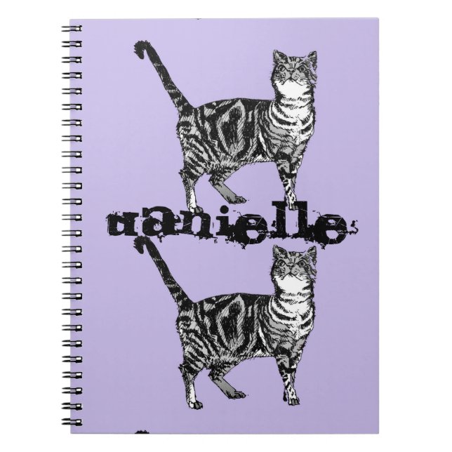Striped Tabby Cat niedlich Girls name Notebook Notizblock (Vorderseite)