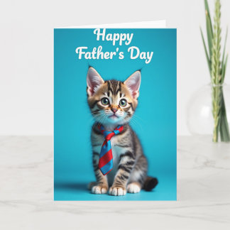 Striped Tie Kitten Father Card Karte