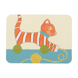 Striped Toy Cat mit Ball of String Magnet
