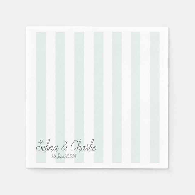 Striped Wedding Cocktail Napkin Serviette (Vorderseite)