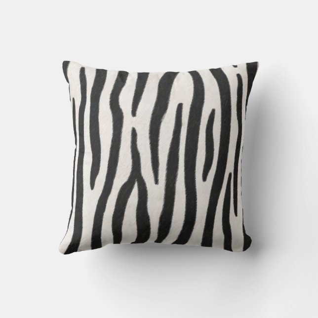 Striped.Zebra Fur realistische Exotic Animal Print Kissen (Rückseite)